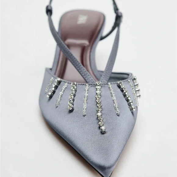 Sold ✨Host Pick✨ Zara RHINESTONE SLING BACK HEELS - Picture 6 of 15